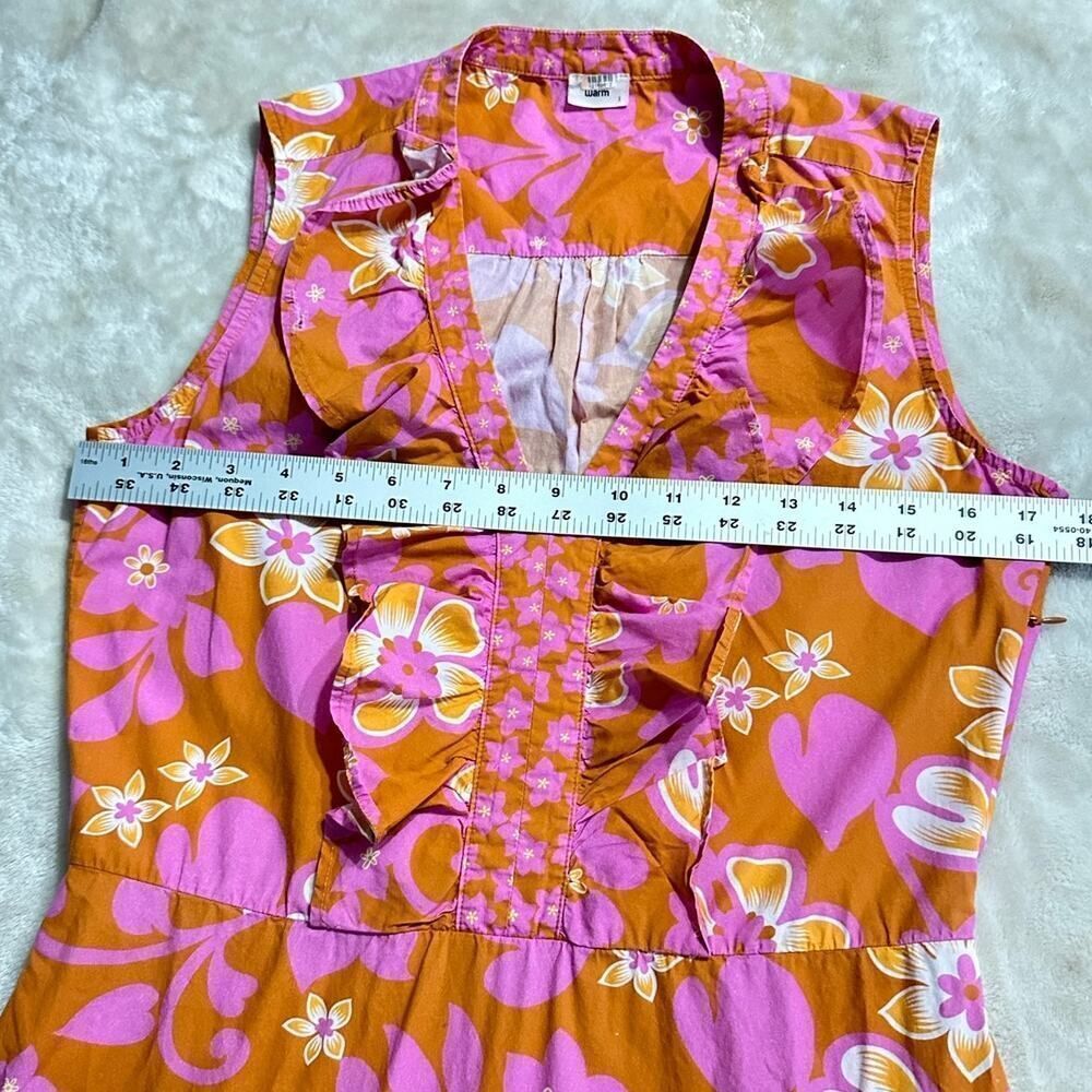 Warm Sierra Midi Dress Women's Size 1 Pink Orange Floral Ruffle Sleeveless RTR - Picture 11 of 15